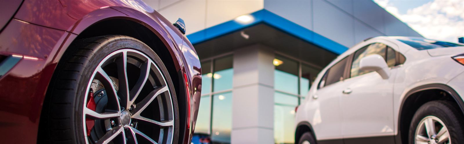 Cars on a dealership forecourt